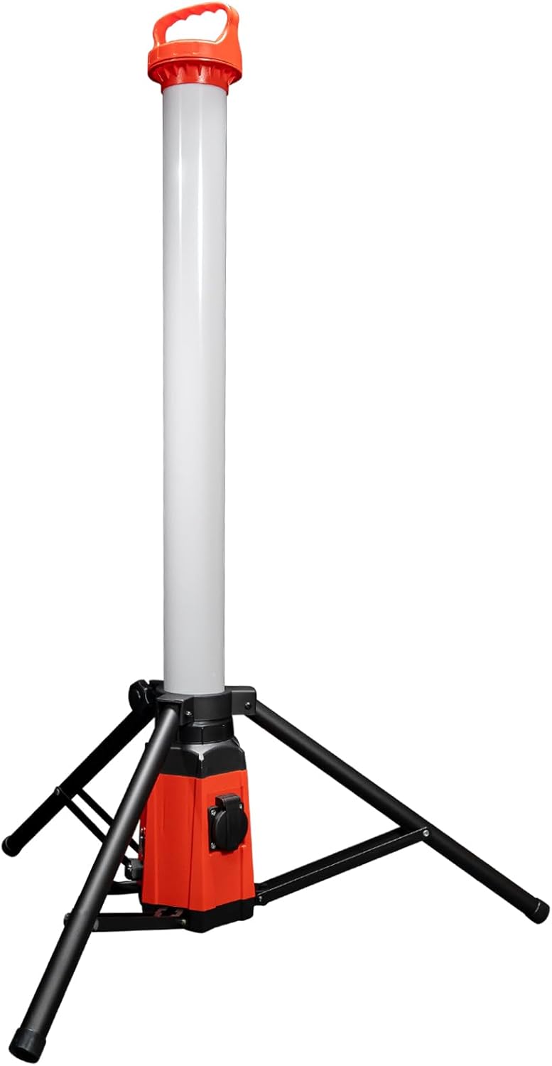 Grafner Profi LED Tower Baustrahler mit Steckdose und Stativ, 360° 7500 ...