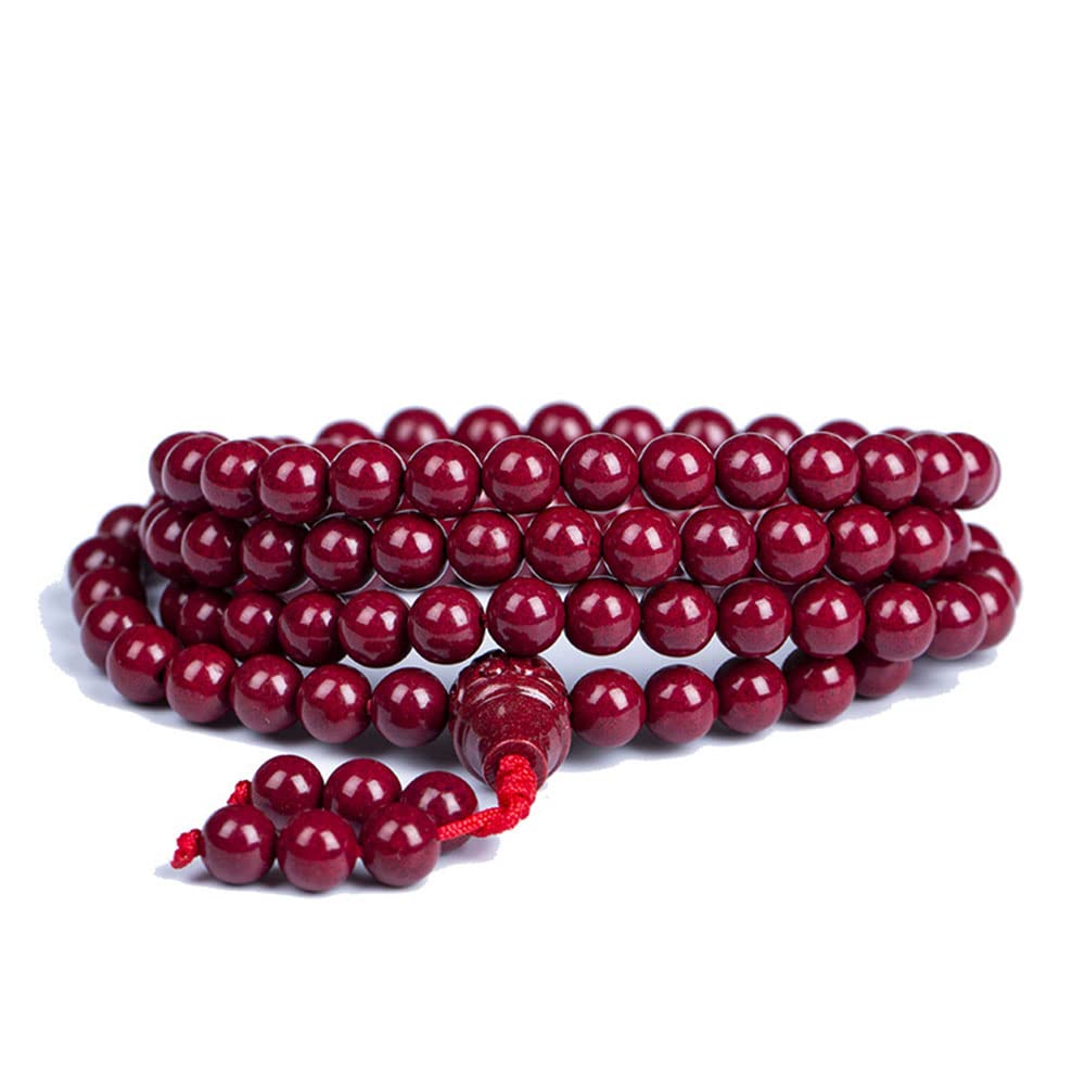 TBDdsd Prayer bead bracelets, 108 Natural Cinnabar Multi-Circle Bracelets with High Content Purple Buddha Prayer Rosary Unisex for Medition Mala