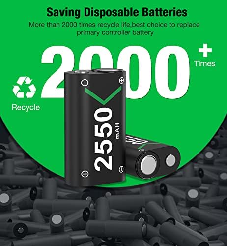 HEYLICOOL Rechargeable Battery Pack for Xbox One/Xbox Series X|S,Controller charger for Xbox Series X|S/Xbox One/Xbox One S/Xbox One X/One Elite Controller, 2x2550mAh Xbox Controller Battery Pack-Q08