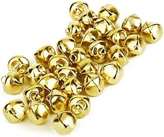 YIGO 50pcs 25mm(1 inch) Iron Loose Beads Small Jingle Bells Christmas Decoration Pendants DIY Crafts Handmade Accessories (25MM(1 inch), Gold)