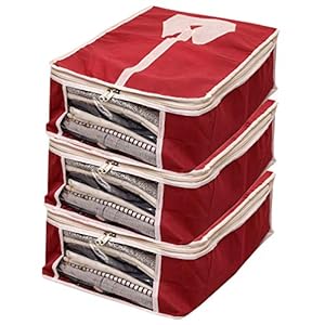 Heart Home Non Woven Shirt Cover Set of 3 Pcs,Maroon CTHH11848,Standard