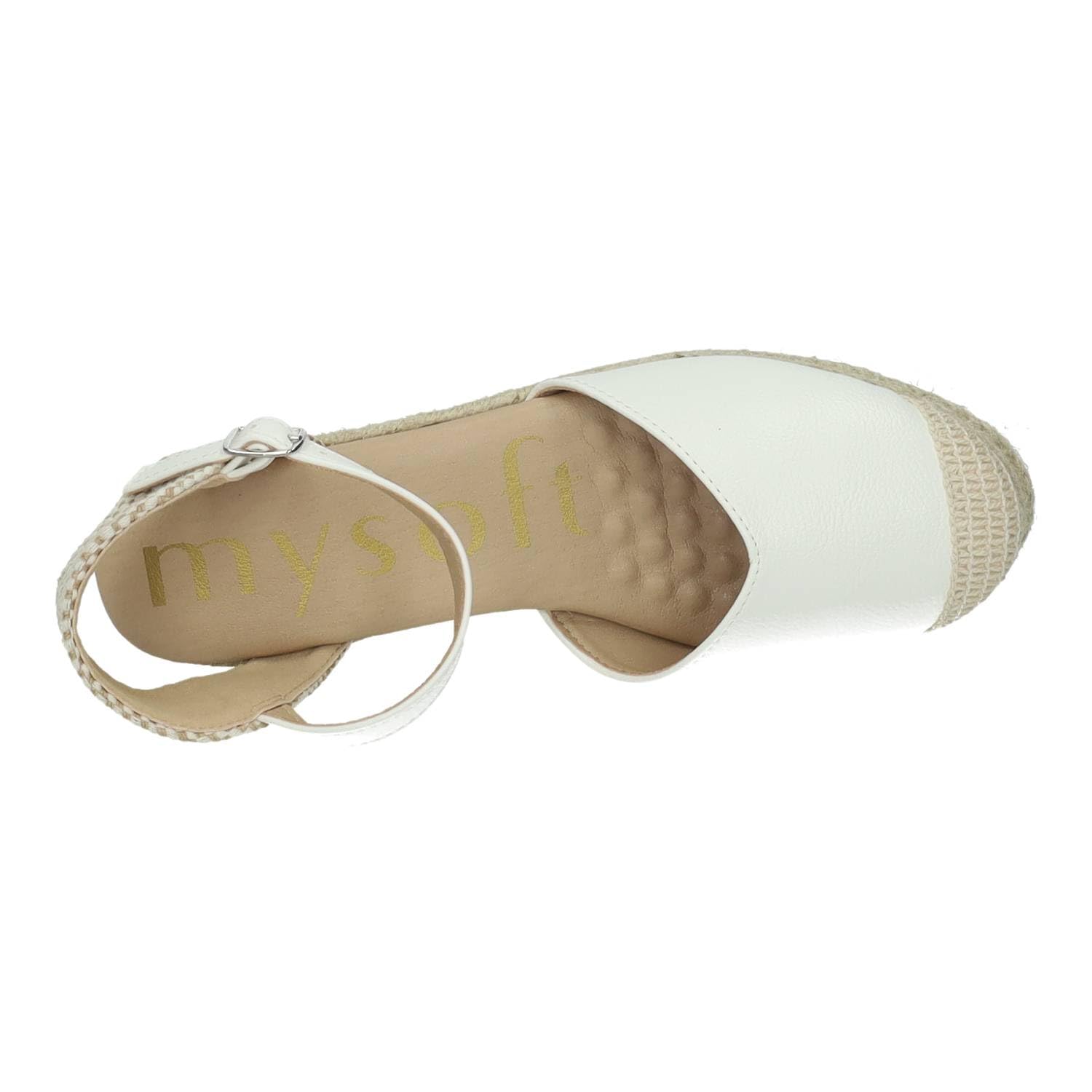 mysoft 25M150 Alpargatas con cuña Blanca para Mujer, diseño Elegante y cómodo Hecho en España Mujer Alpargatas