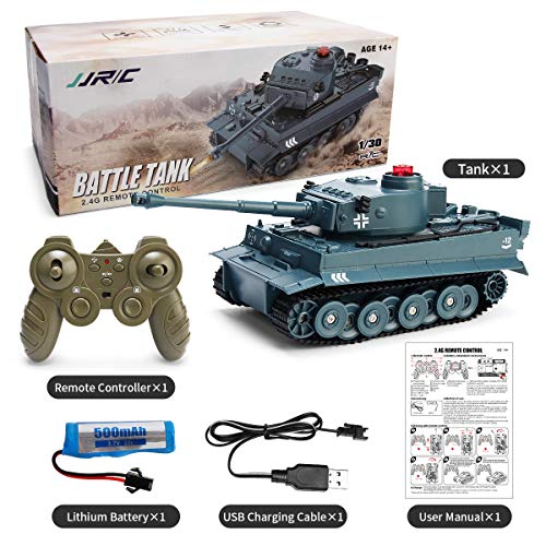 JJRC RC Tank 1/30 Remote Control Military Battle Tank Toy That Shoots with Lights & Realistic Sounds RC Vehicle 270°Rotational Military Toy Truck (German Blue) - Thumbnail 4