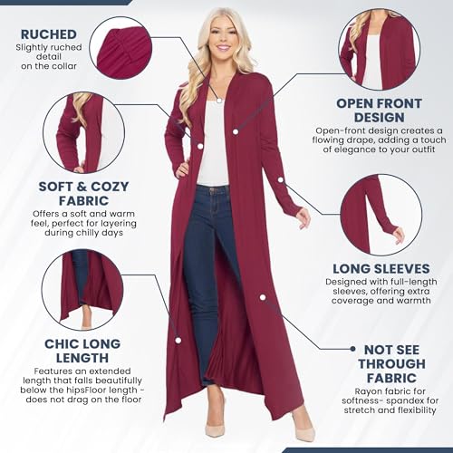 Image of Isaac Liev Maxi Cardigan Duster Sweater - Women's Extra Long Open Front Full Length Lightweight Cardigans Dusters Sweaters