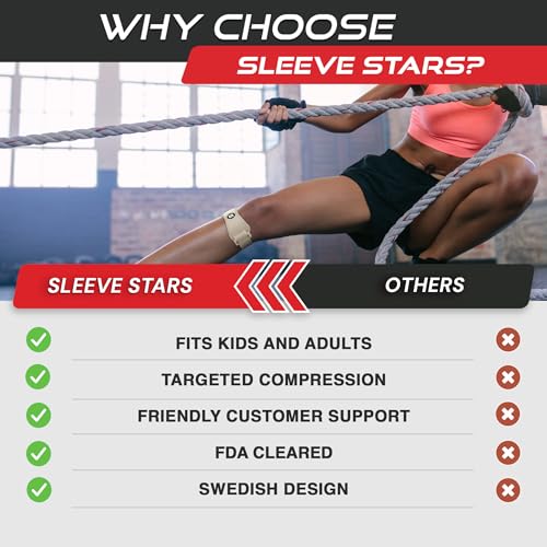 Image of Sleeve Stars Swedish Brand Patellar Tendon Support Strap for Women & Men Effective Osgood Schlatter Knee Brace Youth & Kids Knee Brace with 3 Adjustable Length fits 12 inch-24 inch (Single /Beige /Adult)