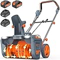 Keenstone 20" Cordless Snow Blower, Electric Snow Blower with 2×21V 4.0Ah Batteries & Dual Fast Chargers, Brushless Motor, 25ft Snow Throw Distance and Dual LED Lights, for Driveway Patio Sidewalk