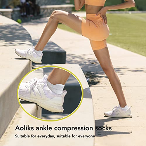 Aoliks White Ankle Compression Socks For Women & Men - Arch Support Low Cut Running Socks For Cycling Nurses #TOP7