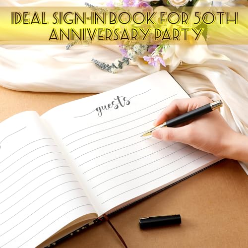 Image of Patelai Wedding Anniversary Guest Book Decorations Guest Book Sign Alternative 50th Commemoration Day Party Favors with Pen, 112 Pages (Popular Models)
