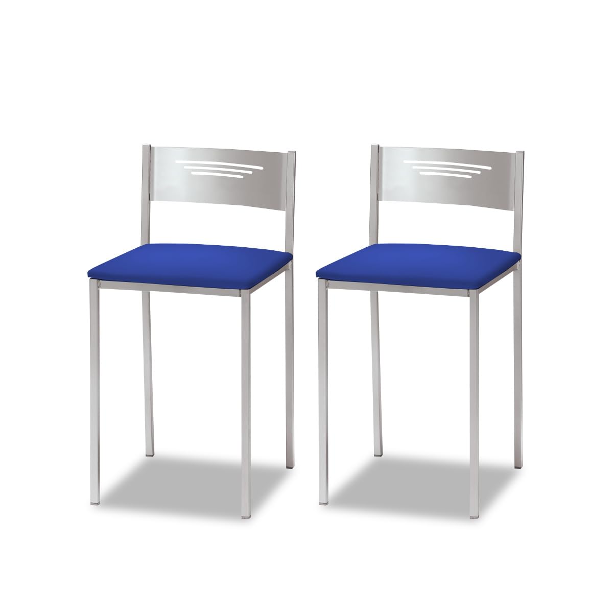 Tabouret de cuisine avec dossier bleu ASTIMESA lot de 2 chaises assise de 45cm