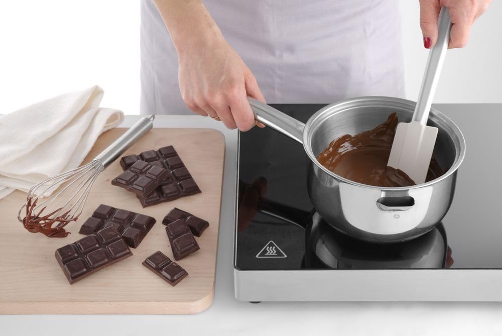 HENDI Cazo, olla, cazuela, para baño María, de doble pared, con depósito de agua, para fundir chocolate, apta para todas las fuentes de calor, 1 L, 330x165x(h)95 mm, acero inoxidable