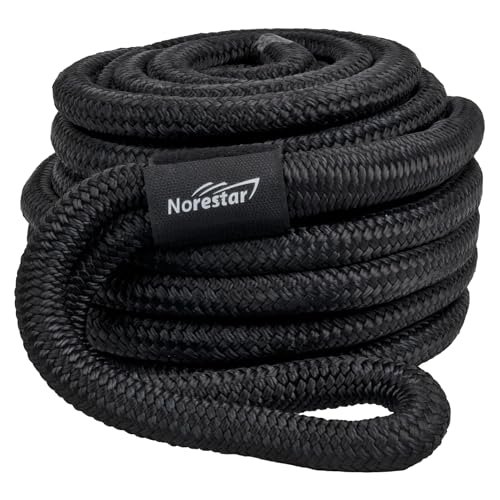 Norestar Double-Braided Nylon Dock Line – Black – Marine Grade Rope with 12