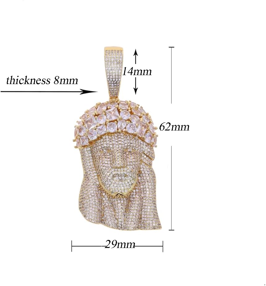 Full Micro Paved 5A Cubic Zirconia CZ Iced Out Bling Men Hip Hop Jewelry Small Big Jesus Piece Pendant Necklace with 24inches Rope Chain