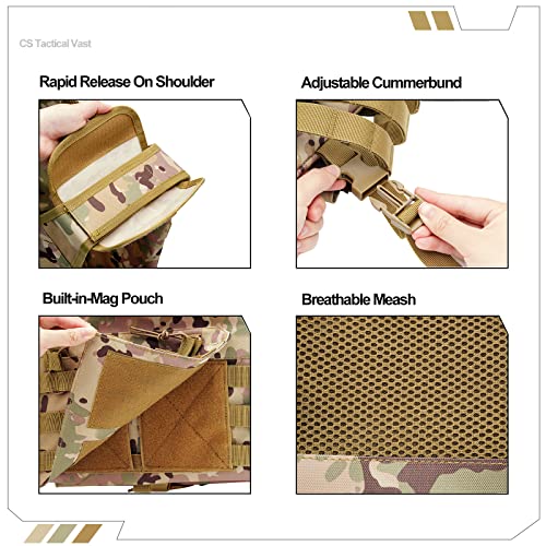 Tacwings Tactical Modular Vest Outdoor, Adjustable Ultra-Light Breathable Combat Training Molle Airsoft Vest(Camo) #TOP3