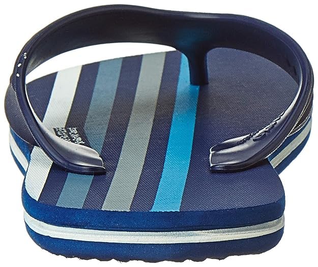 Image of Men's Flip Flops, Navy Blue Striped, Cushioned Footbed, Broad Strap, Firm Grip, Trendy Side Wall Grooving, Beach Sandals