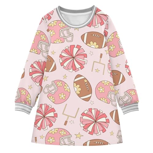Soccer Sport Girls Dresses Long Sleeve Sweatshirt Dress for Girls Winter Toddler Casual A Line Dresses Size 2-8T