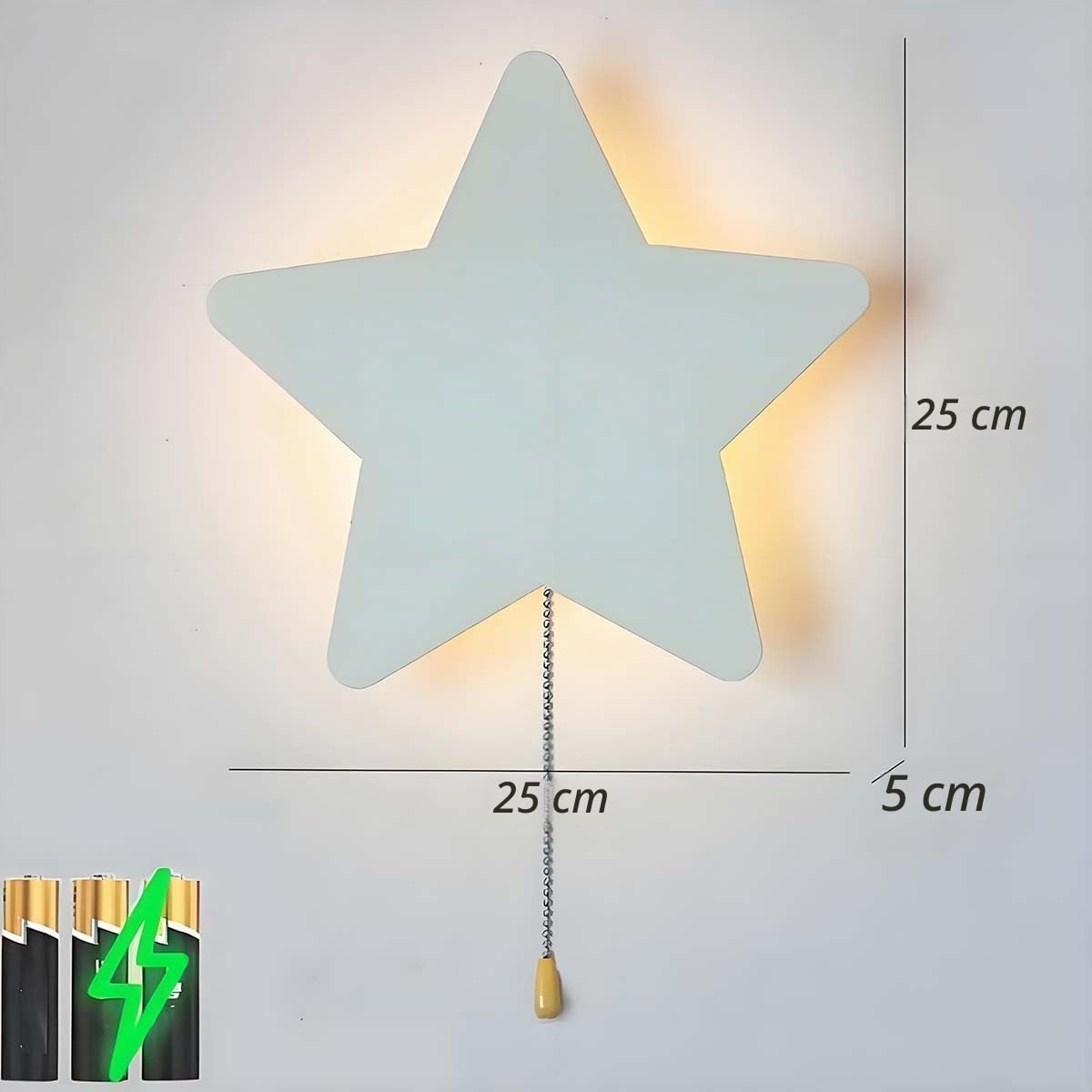 AoLa Kinderzimmer Wandleuchte Akku Innen LED Wandlampe Stern mit Schalter Kabellos Wand Nachttischlampe 3 Farben Ohne Stromanschluss Batteriebetriebene Deko Wandbeleuchtung Kinderlampe