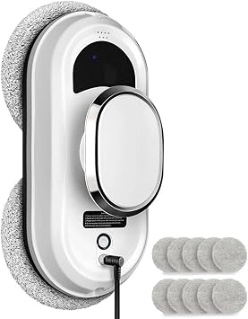 Window Cleaning Robot, Window Cleaning Robot, Automatic Glass Vacuum Cleaner, 1.2 fl oz 35 ml, Water Tank Included, 5600 Pa, Strong Suction, AI Automatic Window Cleaning, Fall Prevention, 20 Minutes