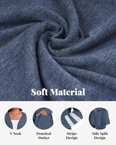 Lightweight Cardigan for Women Long Sleeve Fall Cardigans with Pockets Open Front Sweater with Striped Sleeve4