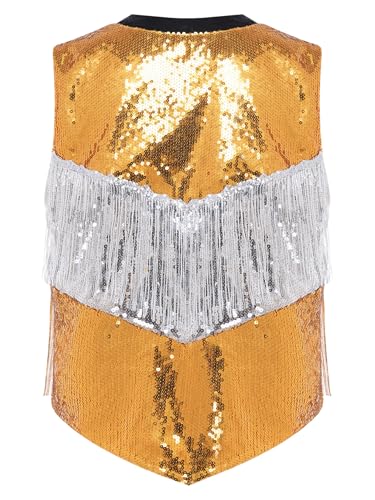 Chaleco de baile jazz para hombre con brillo y franja multicolor 4