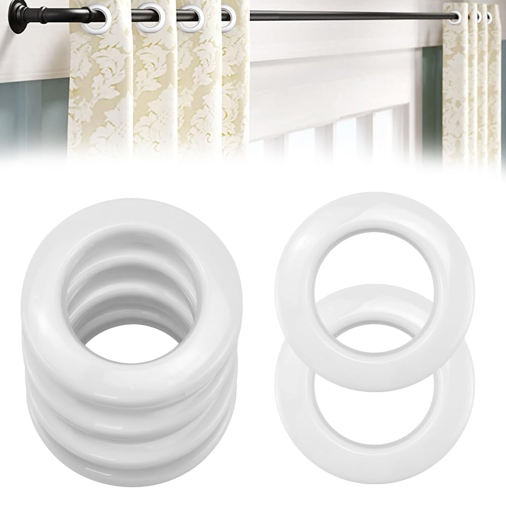 HonGien 32 Pezzi Anelli per Tende Plastica, Rotondi Anello a Basso Rumore, Anelli Fai da te per Tende da Finestra, Tenda da Doccia, Decorazione, Diametro Interno 39 mm, Champagne Oro