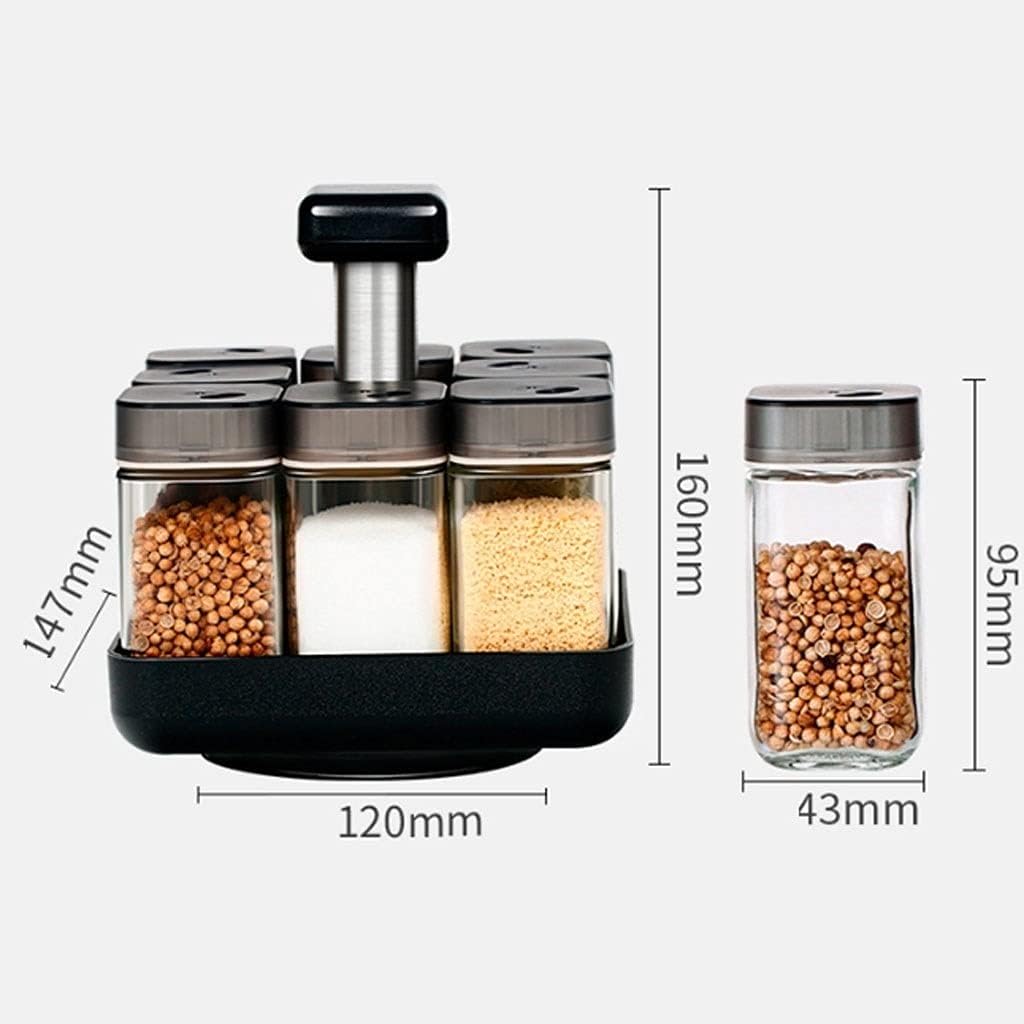 Seasoning Bottle Set Kitchen Seasoning Bottle Set, Family Rotating Glass Cruet Category Unique Seasoning Jar (9 Pieces) Spice Bottle Set