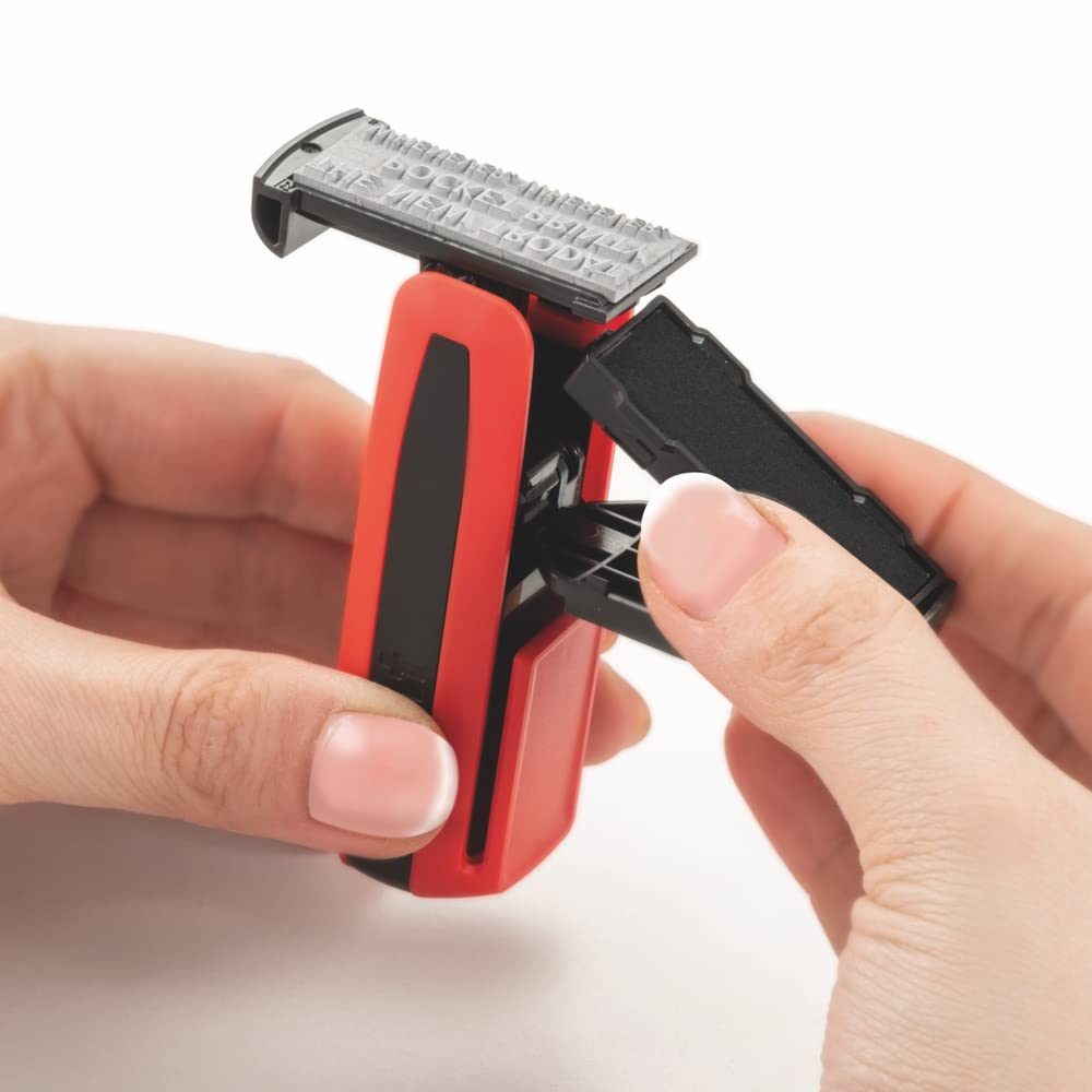 Trodat 9512 - Timbro personalizzato personalizzato con stampa tascabile, dimensioni: 47 x 18 mm, per 5 righe di testo (nero/blu)