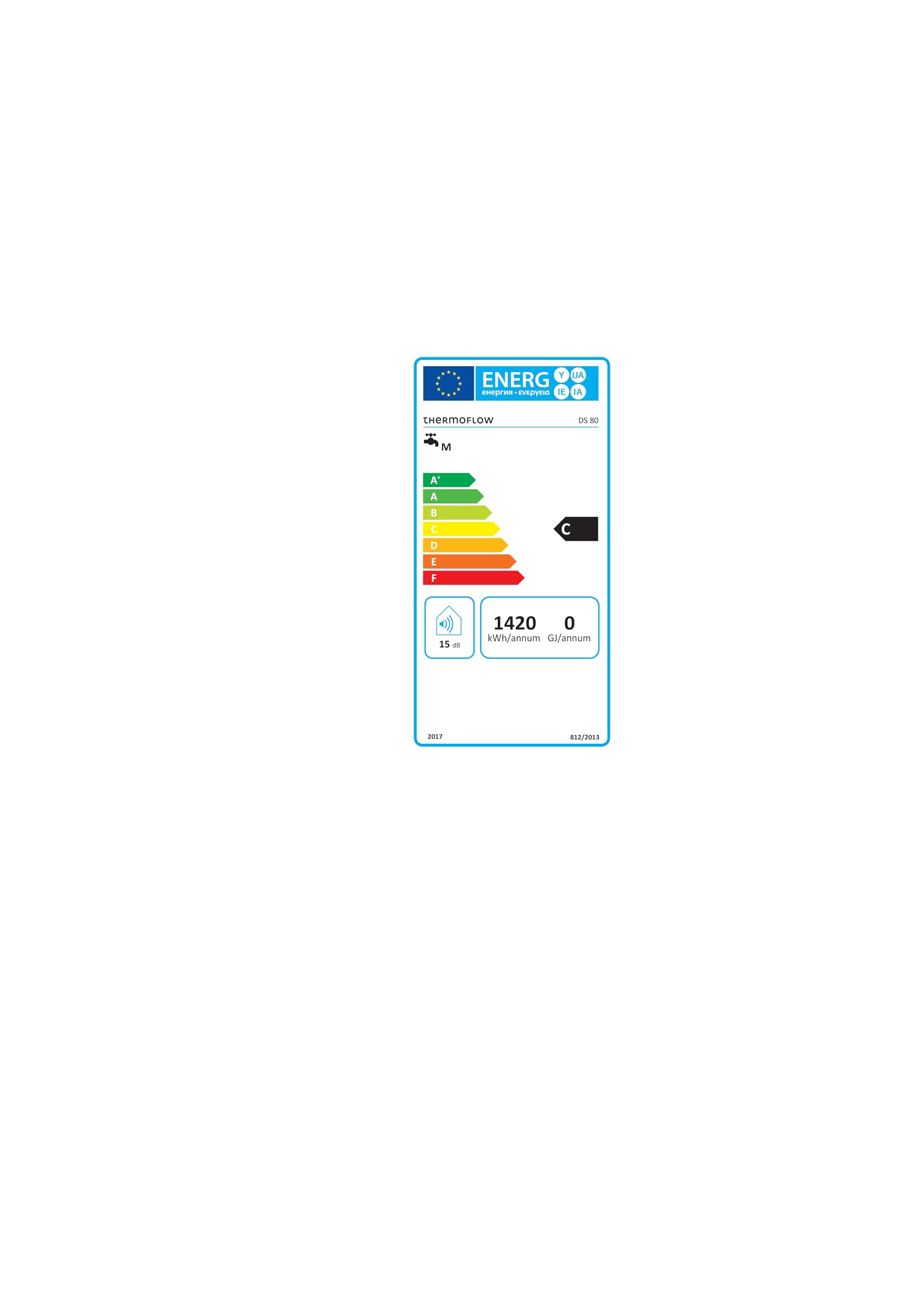Thermoflow DS80 Warmwasserspeicher 80 Liter druckfest/steckerfertig/bis 75 °C/G 1/2“ Anschluss/Warmwasserbereiter für Küche, Waschtisch, Dusche oder Badewanne