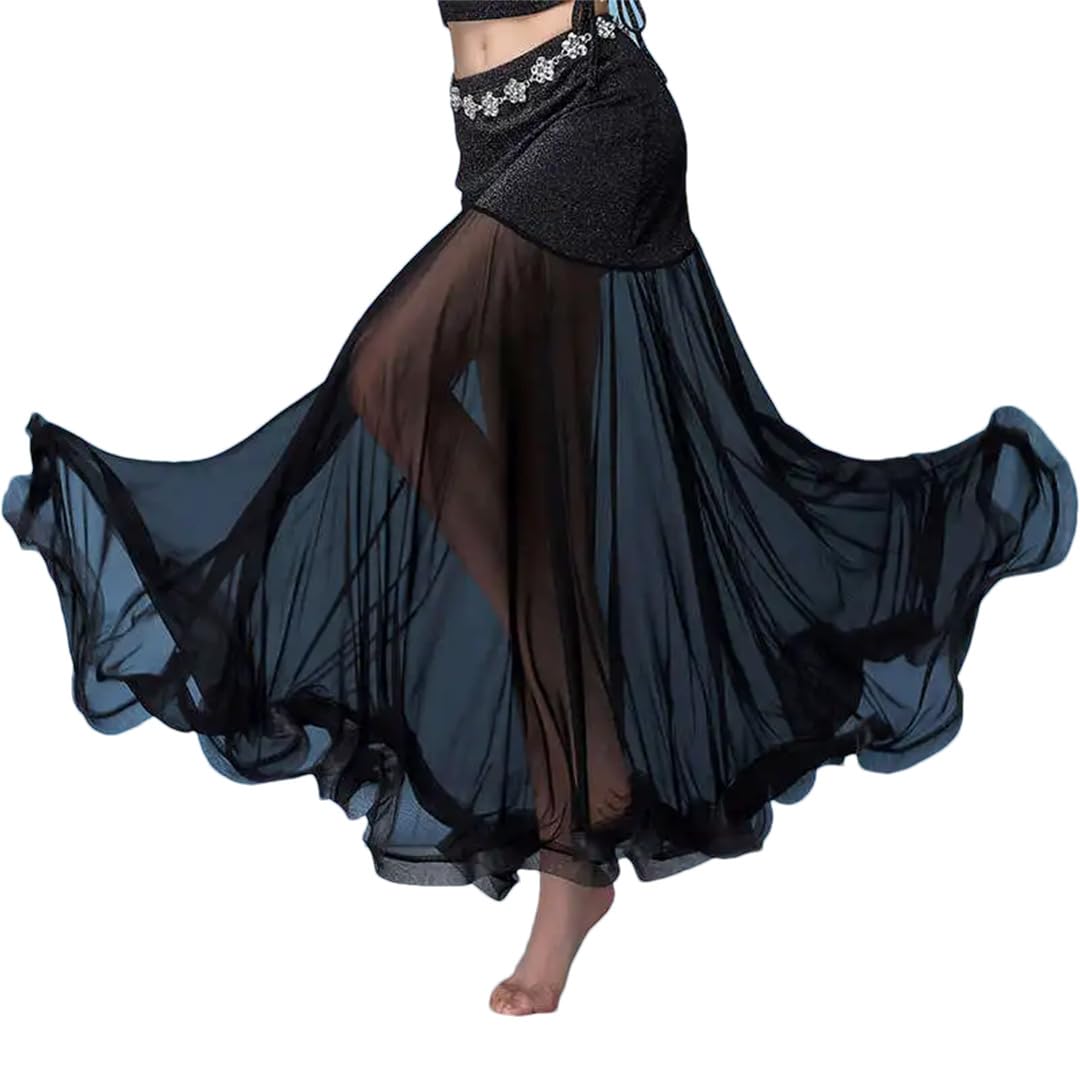 Jupes Amples et virevoltantes, Jupe Longue de Danse du Ventre for Femme en Rouge et Noir Plusieurs Tailles