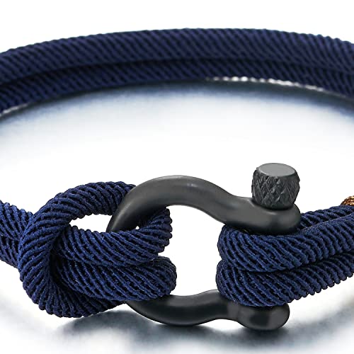 COOLSTEELANDBEYOND Mens Women Steel Screw Anchor Shackles Nautical Sailor Rope Cord Wrap Bracelet Wristband2
