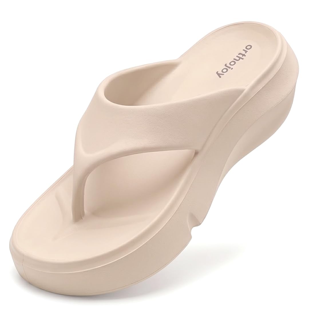 Orthopedic Slippers for Women | Soft Cushioned EVA Flip Flops with Arch & Heel Support | Lightweight Anti-Slip Platform Thong Slides for Daily Wear, Indoor & Outdoor