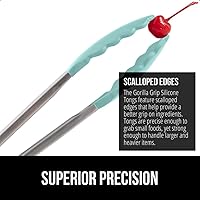 Vista 3 de GORILLA GRIP Pinzas de cocina de acero inoxidable resistentes al calor para cocinar, 9 + 12 pulgadas, juego de 2 pinzas para barbacoa, punta