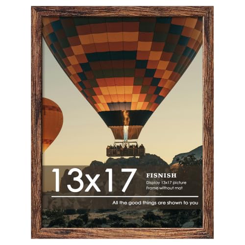 Fisnish 13x17 Picture Frame Classic Brown Poster Frame for Horizontal or Vertical Wall Mounting 1 Pack