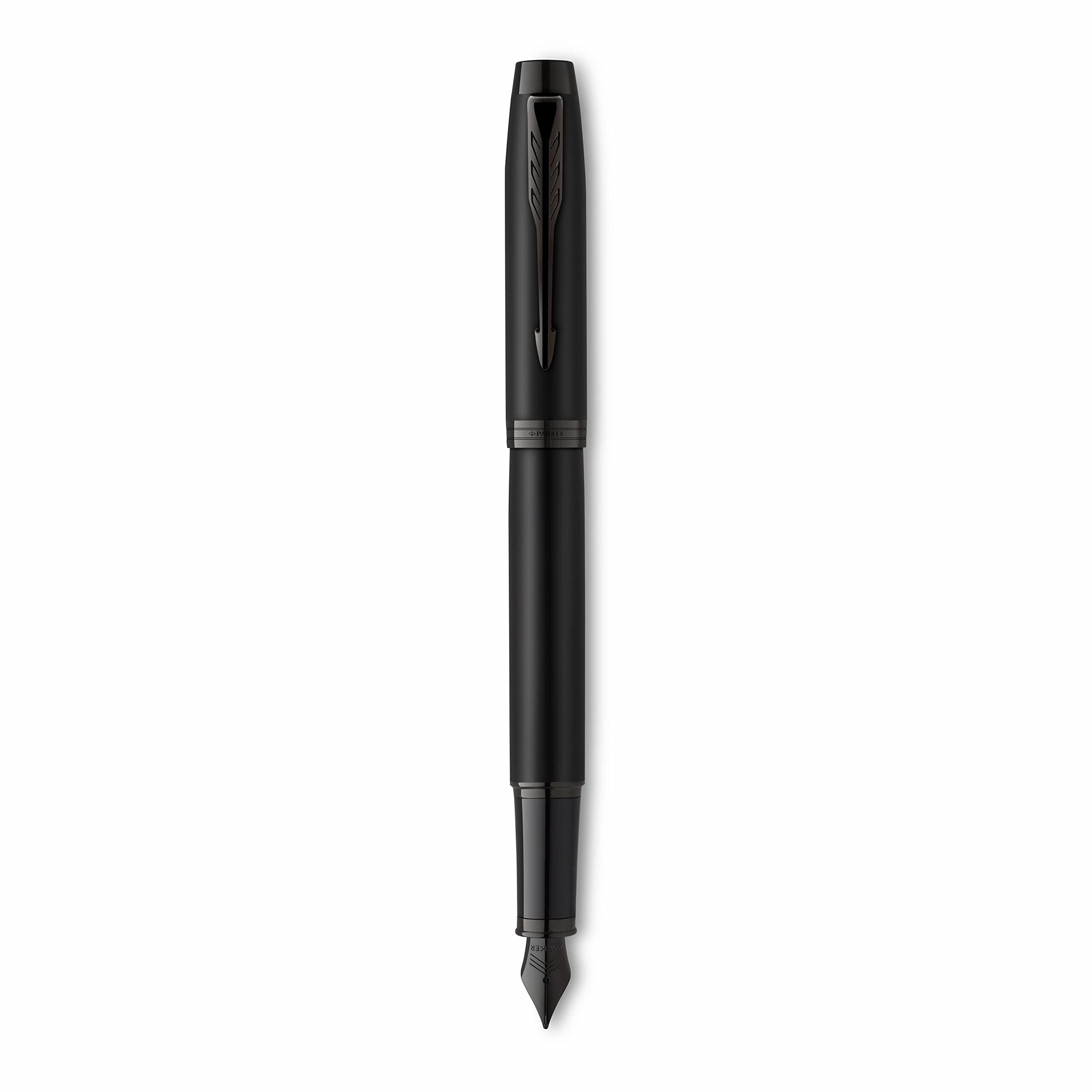 Parker IM Achromatic Füllfederhalter mit Gravur | Premium Stift | Geschenkbox | blaue Tinte | edel | personalisiertes Geschenk | Namen | graviert | Füllhalter| Geburtstag|Prüfung (Matt-Schwarz)