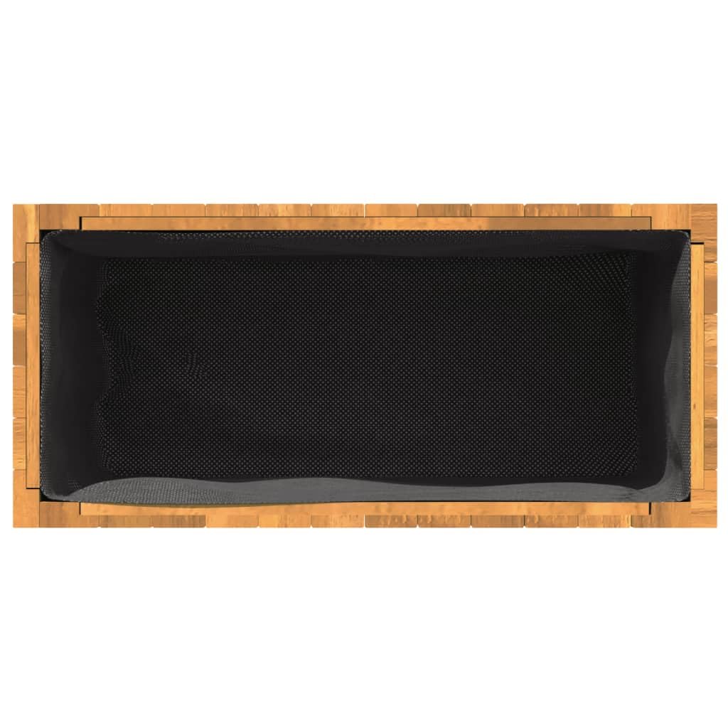 Donica na rośliny z litego drewna akacjowego, 59 x 27,5 x 35 cm, z workiem z włókniny, na balkon, taras, do wewnątrz i na zewnątrz, donica na rośliny, dekoracja balkonowa i ogrodowa