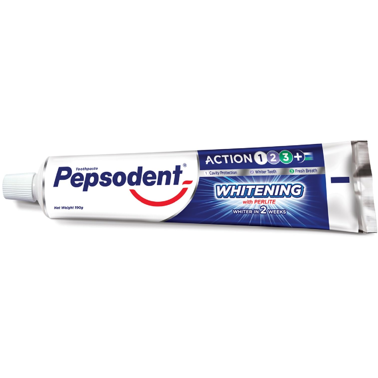 PepsodentWhitening Toothpaste with Perlite for Tooth Stain Removal & Teeth Whitening| Fluoride Maintains Oral Health & Prevents Cavities| Clinically Tested for Visibly White Teeth in 2 Weeks| 190 gm