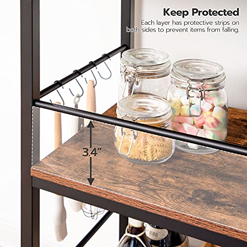 Hoobro Kitchen Island With Storage,Industrial Kitchen Counter With Hooks And Side Enclosures, 3 Tier Kitchen Cart With Large Workstation, Saving Space, Easy Assembly, Rustic Brown And Black Bf03Zd01 #TOP7