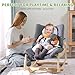 MallBest 3-in-1 Baby Double Cushions Bouncer Adjustable Wooden Rocker Chair Recliner with Removable Cushion and Seat Belt for Infant to Toddler (Grey)