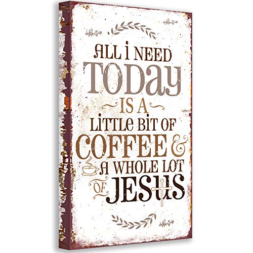 All I Need Today is Coffee and Jesus – Great Kitchen & Bar Accessories, Table Art, Dining Room Christian Wall Decor, Religious Beverage Station Sign, Faith-Based Typography, 18x36 Vertical Stretched Canvas Art