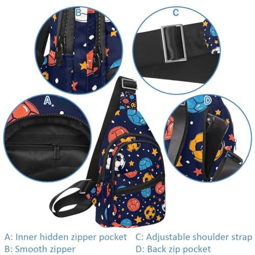 Mochila cruzada de fútbol americano multicolor con correa ajustable 2