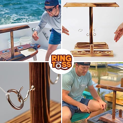 Original Cup Ring Toss® Game | Geschicklichkeitsspiel aus Holz | Premium Qualität | Hängende Ringwurfmaschine | Wer ist der Schnellste? | Innen & Außen | Erwachsene | 100% Holz | 100% Spaß | SparkL®