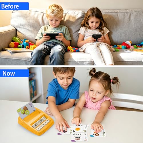OndalisToy Educational Toys for Kids Ages 3-8, Matching Letter Spelling Game ABC Math Learning, Xmas Birthday Party Gifts for 3 4 5 6 7 8 Year Olds Boys and Girls Yellow — view 6