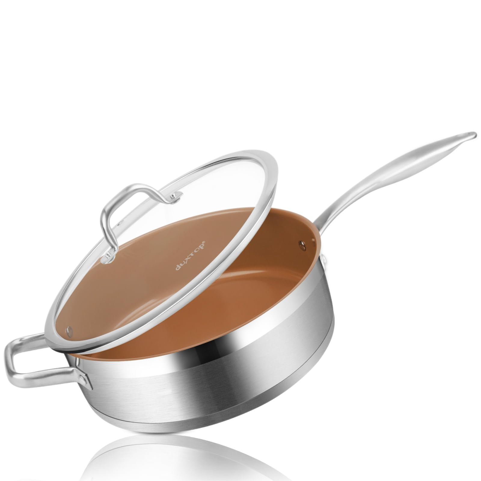 Sauteuse en acier inoxydable induction duxtop poêle profonde 5,4 l céramique antiadhésive cuivre