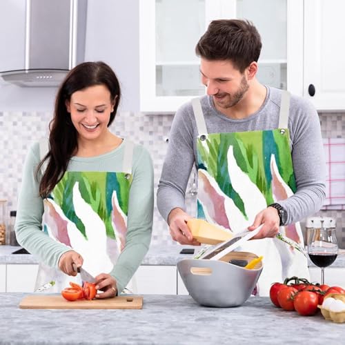 Tablier multicolore deux lapins dans l'herbe avec 4 broches incluses
