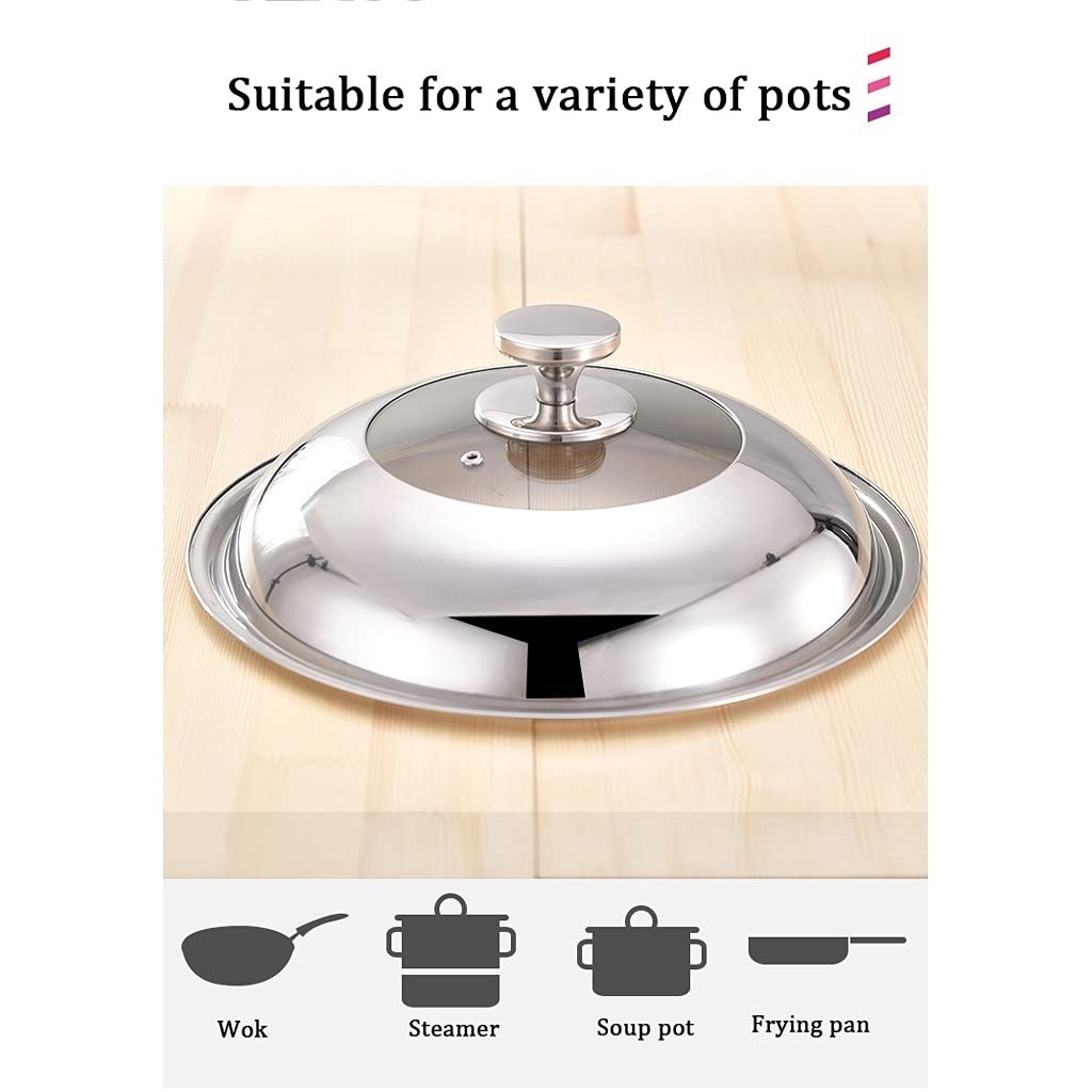 Couvercle,Couvercles de casserole couvercle de casserole en acier inoxydable couvercle de Wok en verre trempé couvercles de casserole de remplacement de grande taille