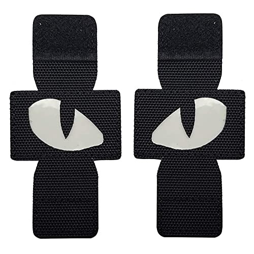 TOPPATCH Patchs réfléchissants en forme d'yeux de chat militaires, phosphorescents, appliqués tactiques brodés pour chapeaux, casque, uniforme, gilet, sac à dos Molle (noir)