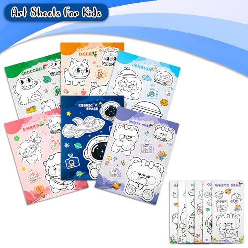 Image of WISHKEY Kids DIY Painting Kit (Set of 3) with 126 Painting Activity Book for Toddlers 3 Time Table Board 18 Water Color 3 Marker 3 Mixing Tray Children Return Gifts for Kids Birthday Age 3+