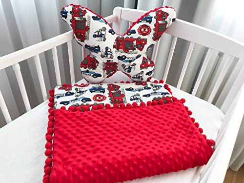 coperta per bebè per bambini 100% cotone e peluche minky 50 x 75 cm + grande cuscino a farfalla