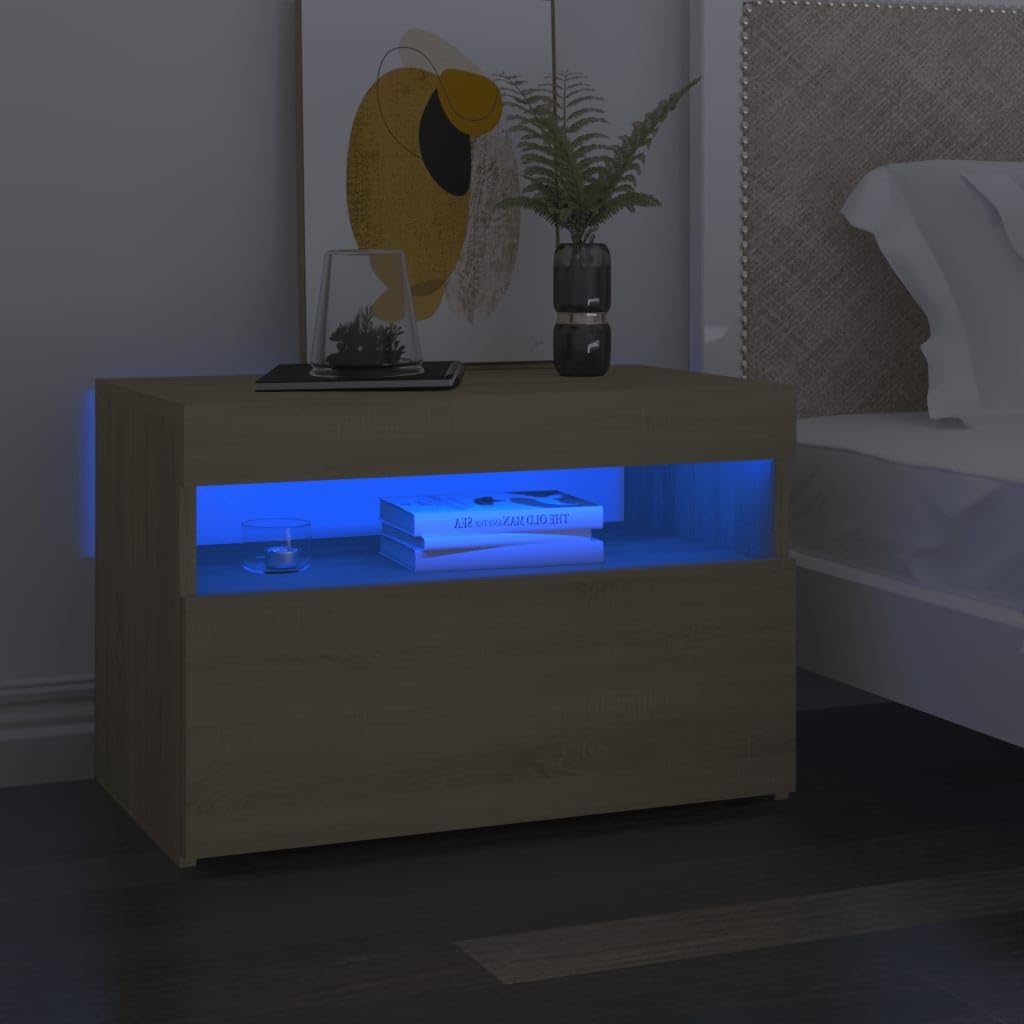 Tables de Chevet en Bois d'Ingénierie Chêne Sonoma Design LED