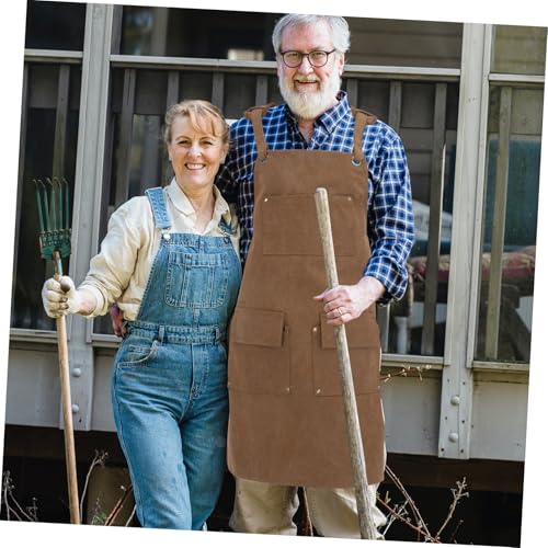 Delantal de lona resistente para trabajo ajustable con bolsillos para hombre 7