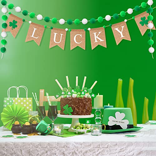 Decoración de San Patricio WT banner de arpillera rústico pack de 2 5
